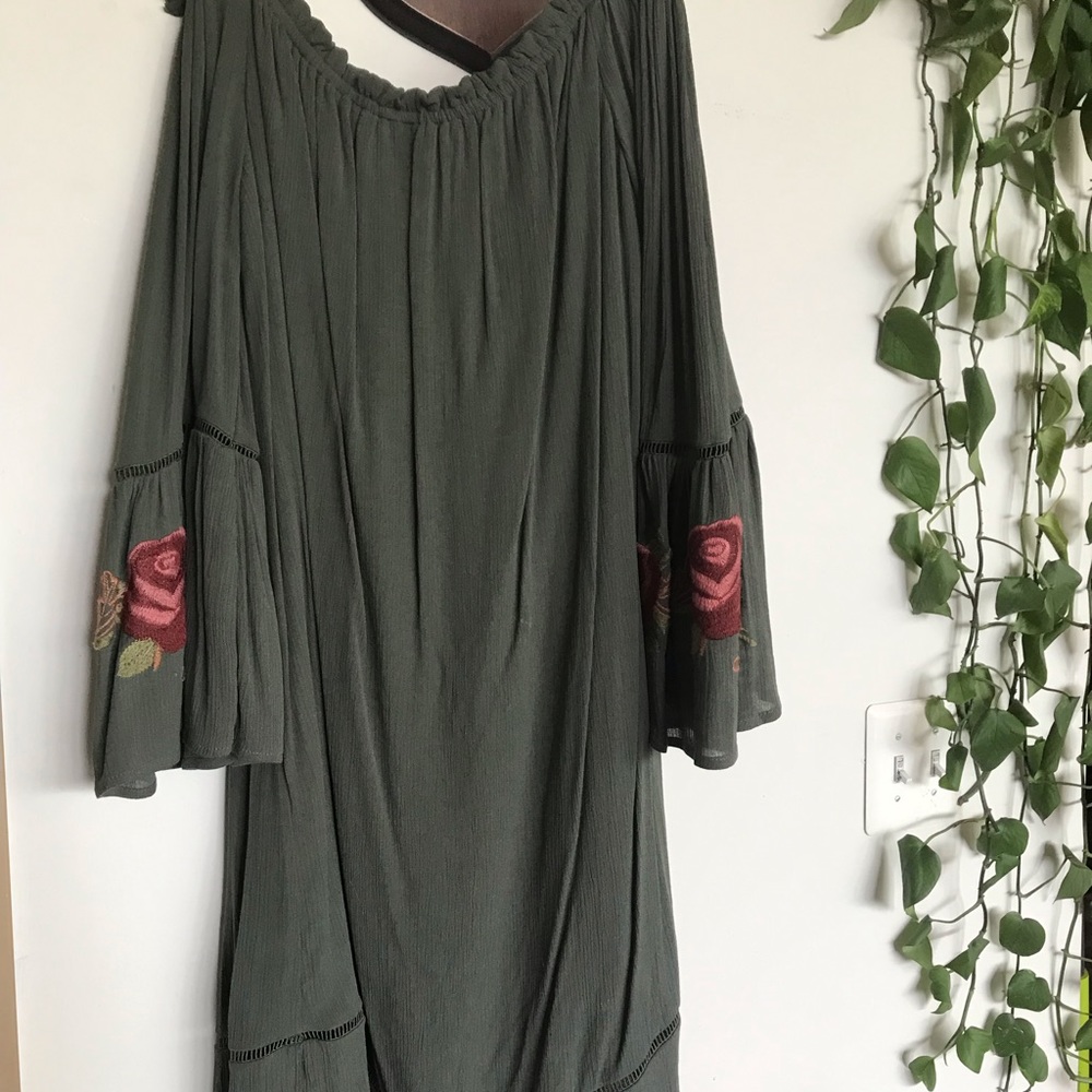 embroidered off shoulder dress